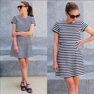 Blue and white striped dress